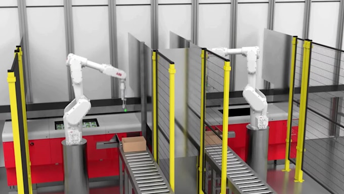 do 3d industrial robotic movement maya robotic arm factory mechanical warehouse