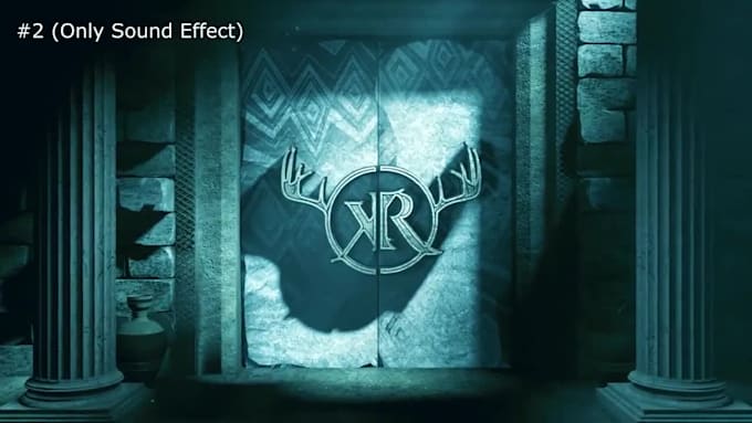 create 3d ancient stone door open logo reveal intro animation