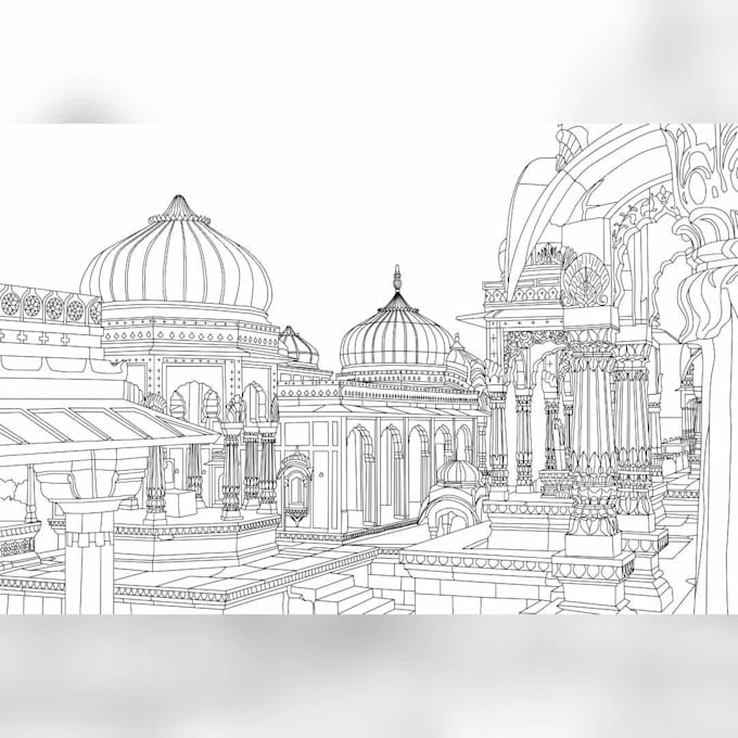 make a detailed line art house or building