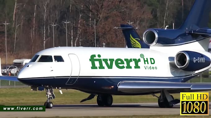 add your logo or text on a business jet plane video