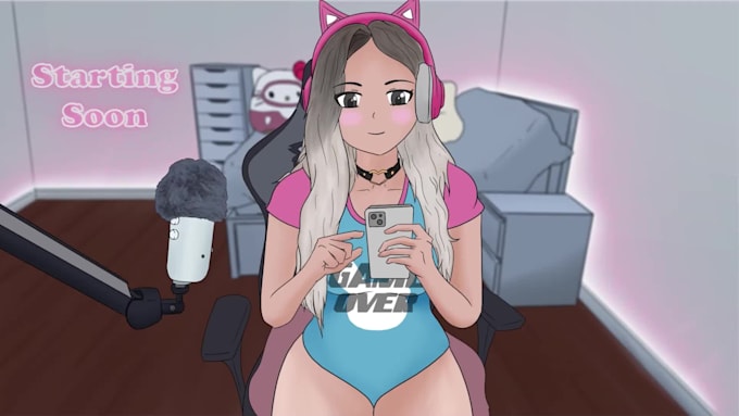 create animated starting soon, brb, and stream overlays with lofi style