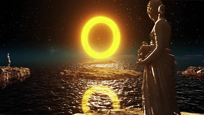 create 3d planet island logo animation