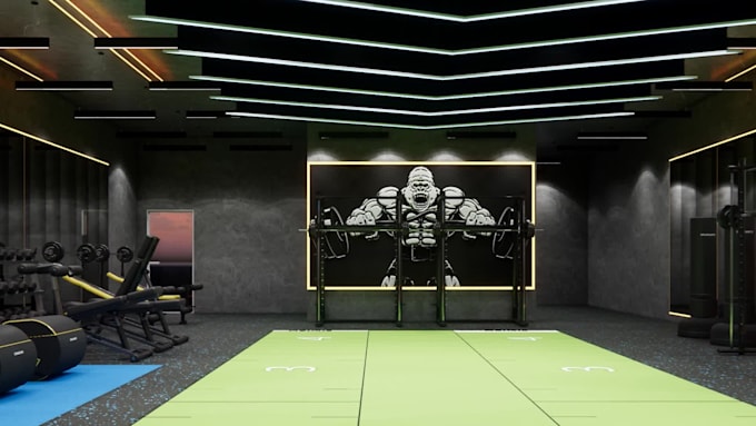 design 3d gym interior and layout with a video walkthrough