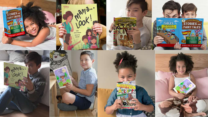 design 10 different children 3d book mockups