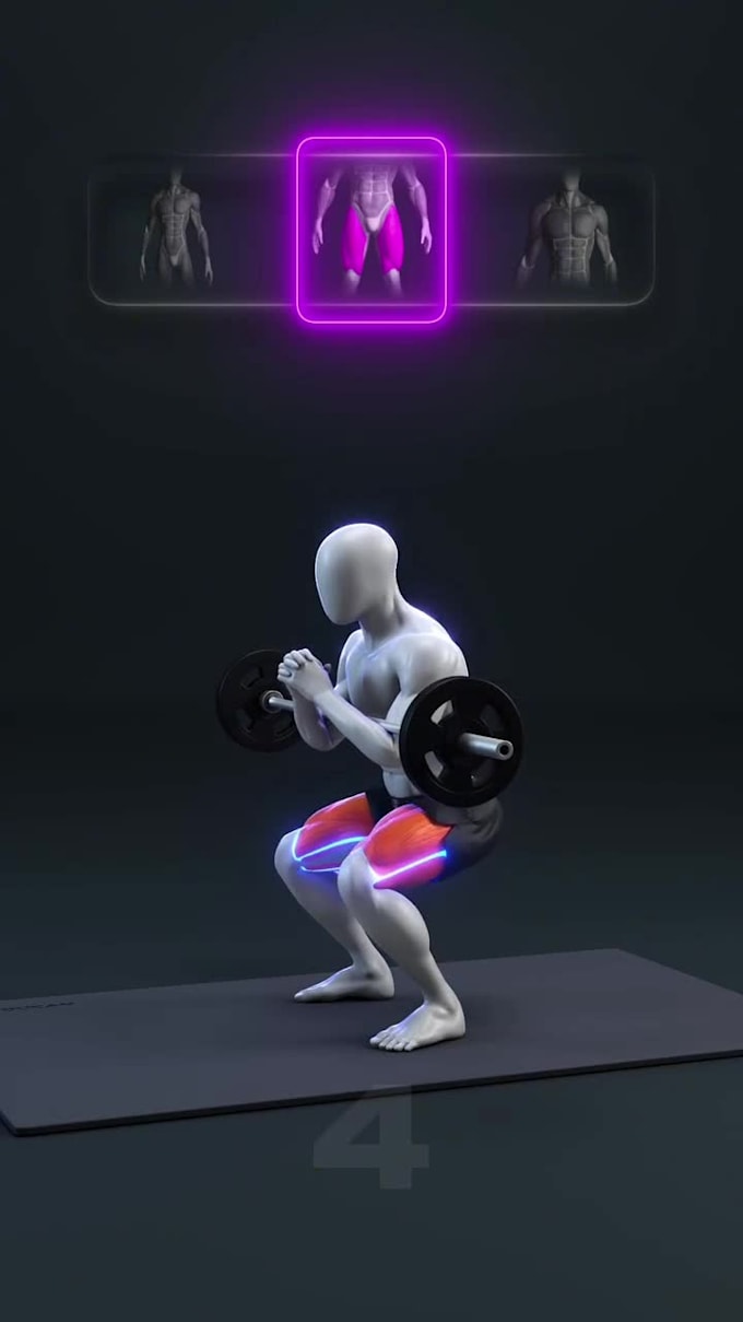 create 3d workout animation, 3d anatomy exercise tutorial video, 3d fitness, gym