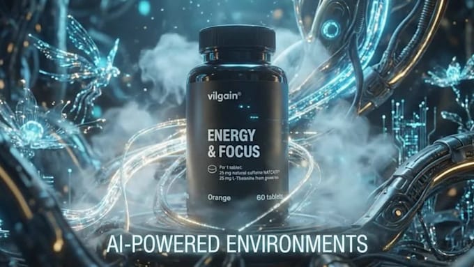 next gen ai nootropic product visuals and 3d renders