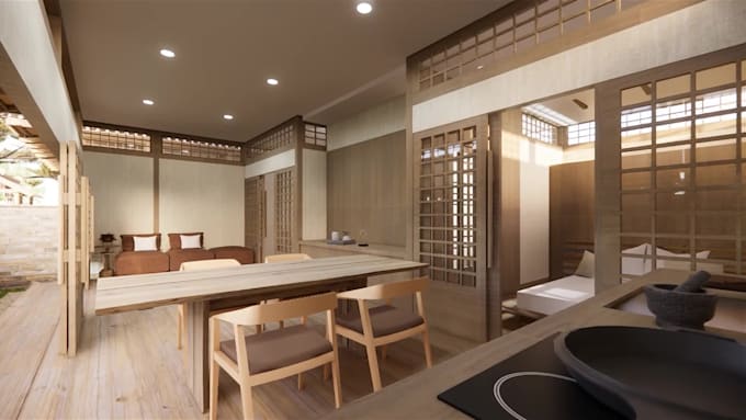 design and visualize japanese minimal interior
