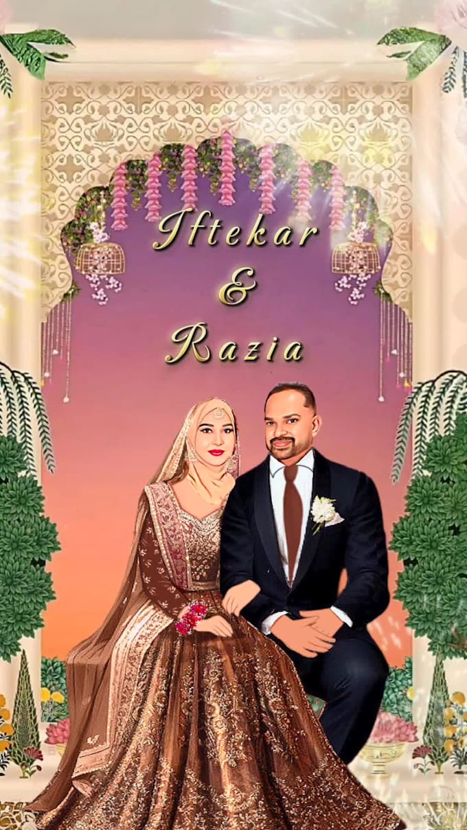 create elegant indian wedding invites with couple illustrations