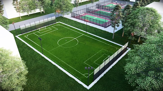 design tennis court, basketball court, volleyball court, soccer court