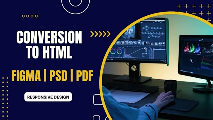 convert figma to HTML, PSD to html, PDF to HTML,