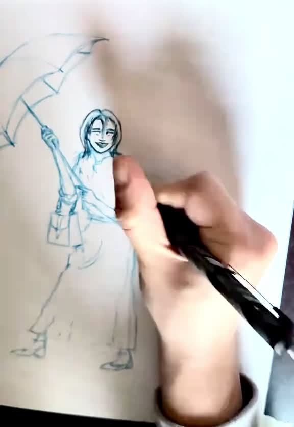 create a hand drawn portrait from photo reference