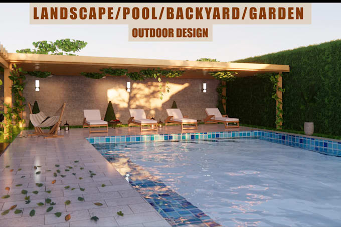 design modern backyard, patio, garden and realistic 3d landscape
