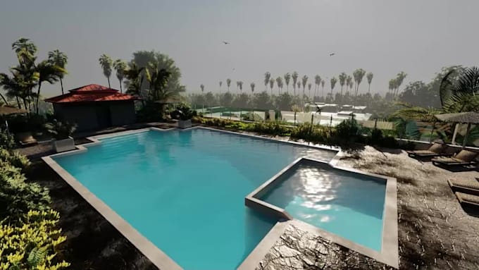 design your rooftop garden, pool and courtyard  3d renderings