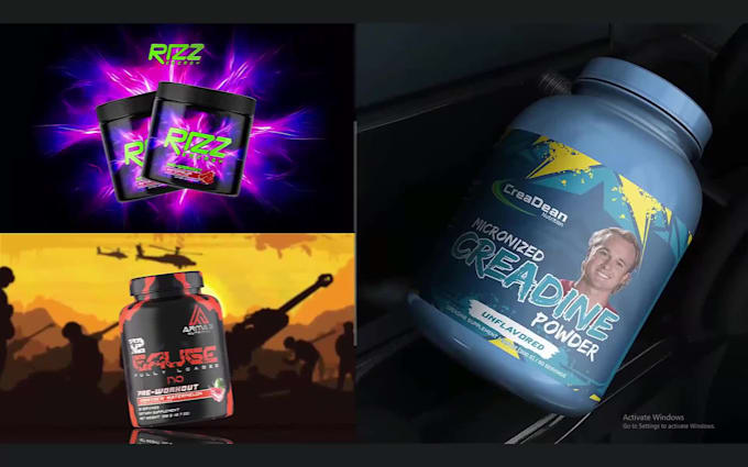 do awesome supplement label design, pre workout, whey protein, supplement label