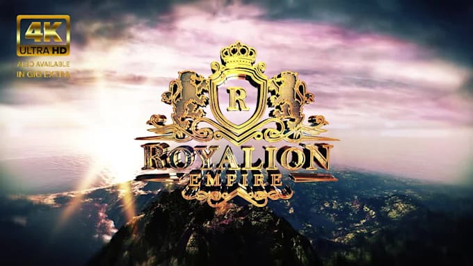 create cinematic sky mountain metallic gold 3d logo reveal intro animation