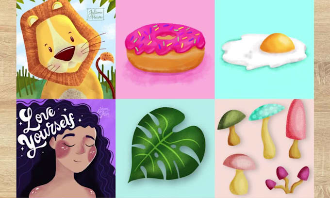 create cute illustrations for kids products and packaging design