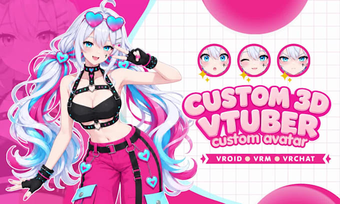 create custom 3d vtuber character and vrchat avatar with vrm rigging