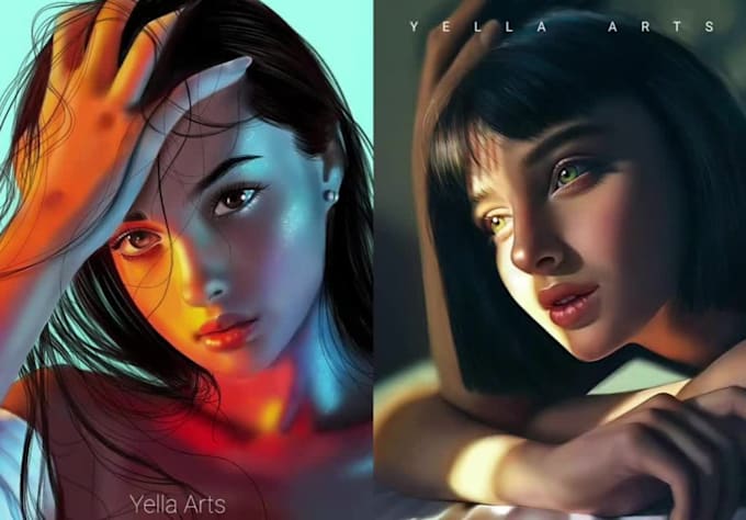 draw digital portrait or character illustration