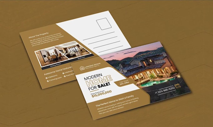 design real estate direct mail eddm postcard design, brochure in adobe or canva