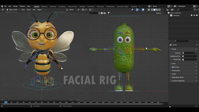 add 3d rig to your 3d character professionally in blender