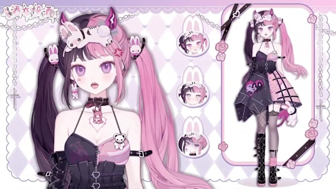 design anime chibi vtuber model with full live2d vtuber rigging for streaming