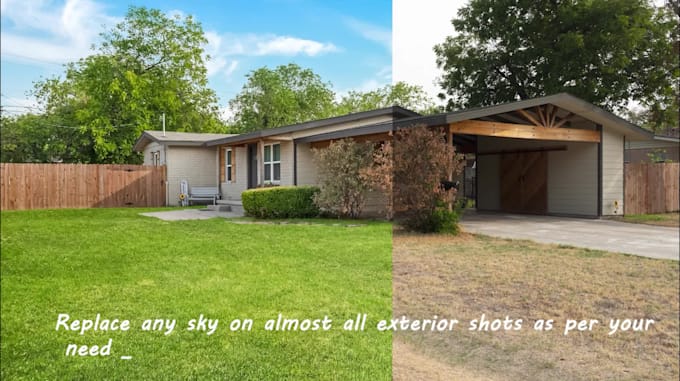 do sky replacement and grass in real estate photos quickly