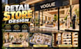 create retail store design, shop interior and exterior with 3d renders