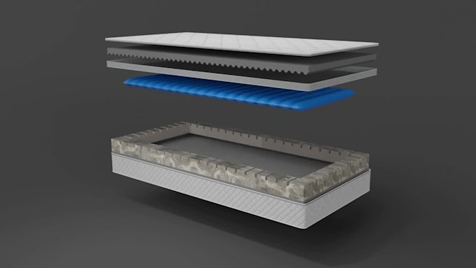 do 3d mattress animation 3d bed exploded view cgi furniture industrial animation