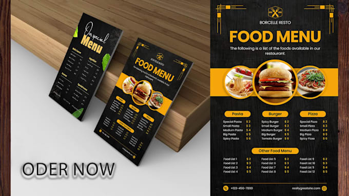 do digital menu design and name list and price list