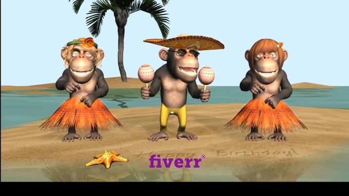 Put your name logo or photo in monkeys sing happy birthday funny video by  Sudam82 | Fiverr