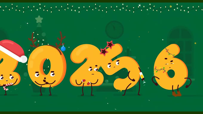 create 2026 happy new year and 10 christmas animation videos