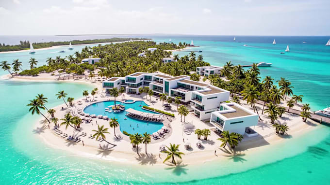 design and 3d render for beach resort, cabana, glamping, rv park and masterplan
