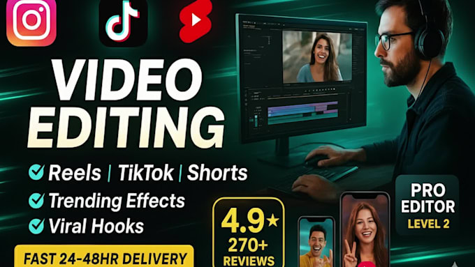 do tiktok video editing, instagram reels, youtube shorts
