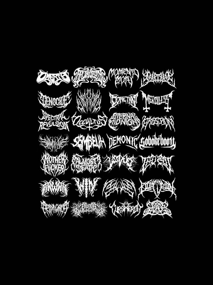 create custom dark art metal logo killer typography