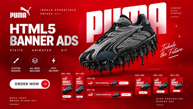 design HTML5 animated banner ads, display ads or adroll