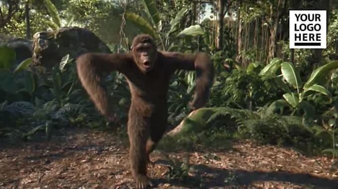 add logo and text in funny monkey dance video