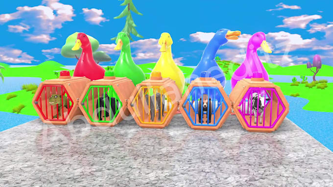 create 3d crossing fountain cartoon for kids paint animal games