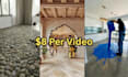 create ai asmr epoxy floor transformation, construction videos