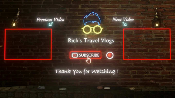 create premium neon theme youtube intro, outro, and endcards