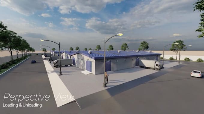 render realistic architectural 3d warehouse factory walkthrough animation video