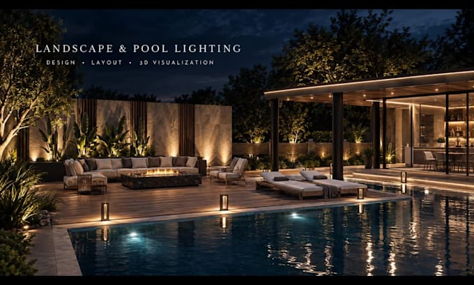 do outdoor landscape and pool lighting design with 3d visualization