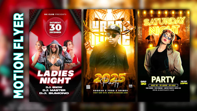 create an motion animated flyer poster for event, party or any social media