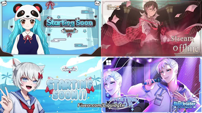 design animated vtuber overlay anime for twitch streamer