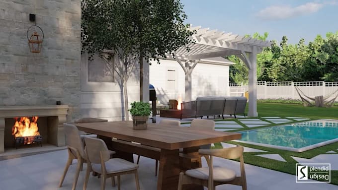 design front yards, backyards, swimming pool and landscape