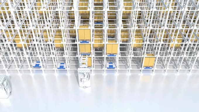 create industrial 3d warehouse automation and logistics animation