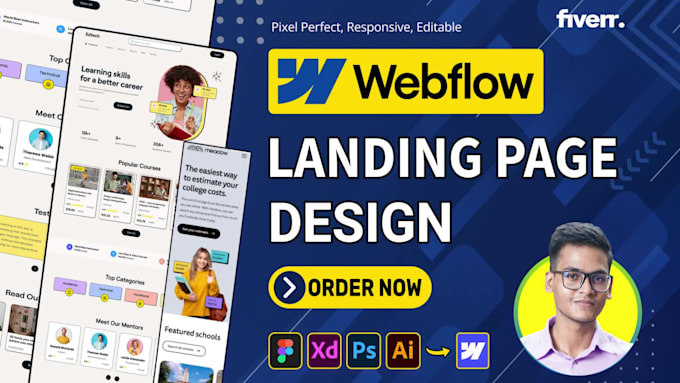 convert figma to webflow landing page, landing page design, webflow expert