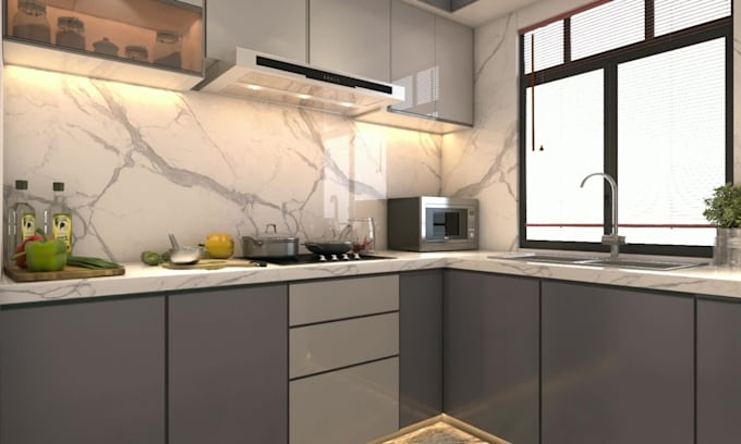 Create 3d photorealistic bathroom and kitchen interior design for your ...