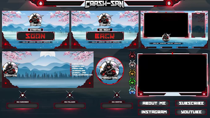 design twitch overlay stream package facecam, panels, alerts and logo