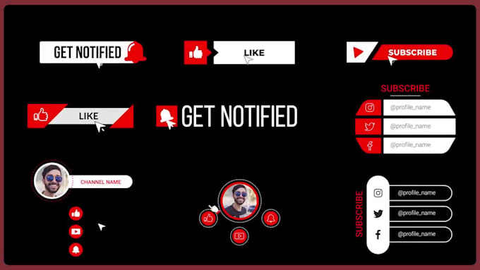 create subscribe, bell notification, lower third animation