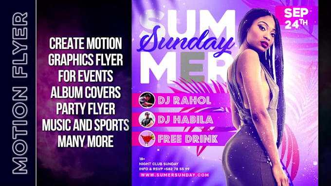 create animate motion graphics flyer, dj flyer, event flyer, party flyer